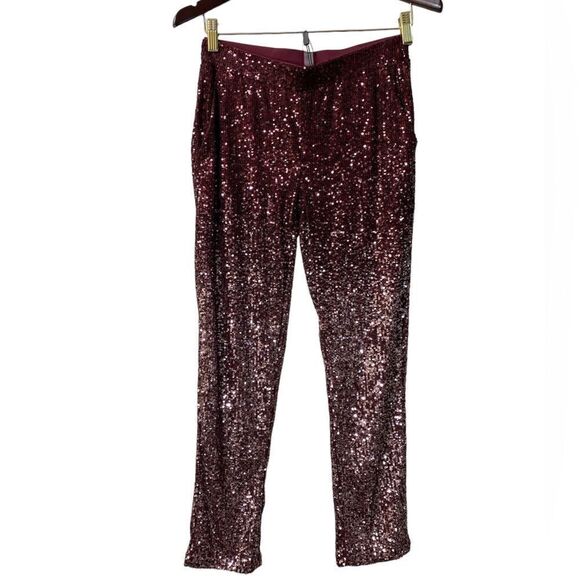 Cable & Gauge burgundy Sequin Pants. Size XSmall. - Picture 1 of 8